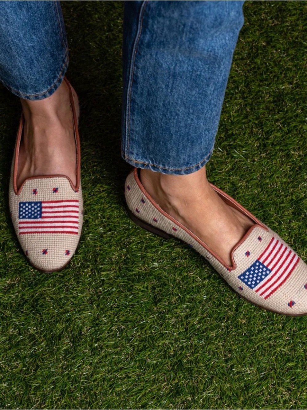 By Paige American Flag Needlepoint Loafers. NEW